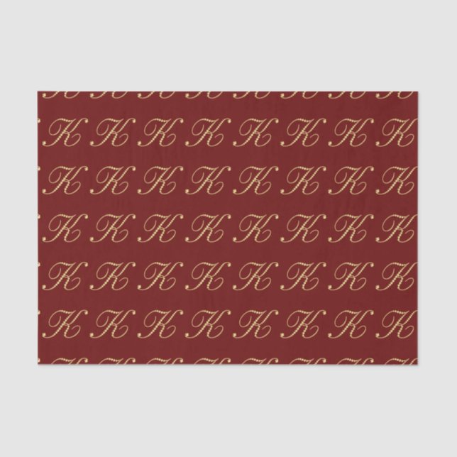Gold Diamonds Letter K Monogram Seamless Pattern Tissue Paper (Front)