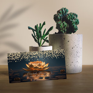 Gold Diamonds Lotus Dark Business Card