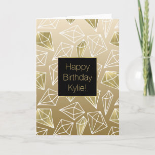 Gold Diamonds Ombre Birthday Card