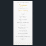 Gold Diamonds on White Wedding Program<br><div class="desc">Fully editable,  elegant,  simple wedding ceremony program template.  Classic gold and white wedding program with diamond pattern at bottom.</div>