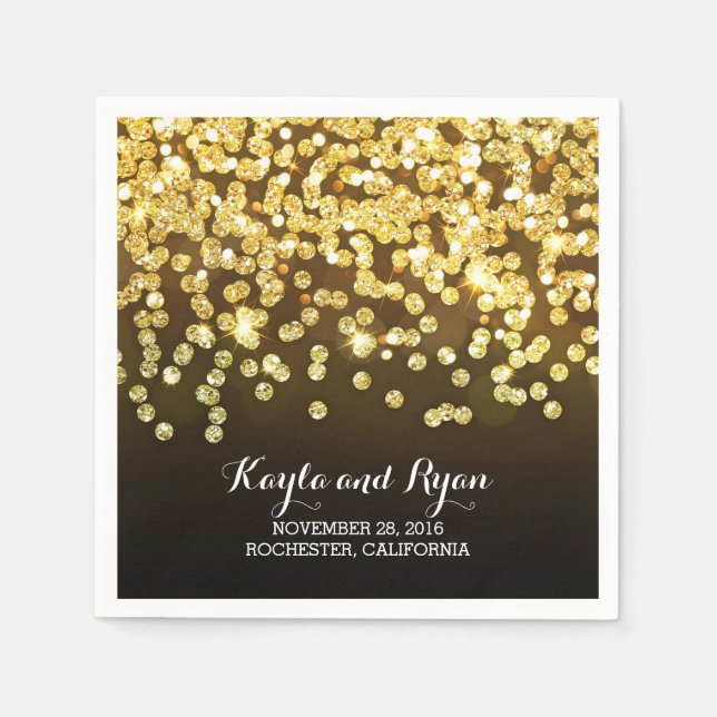 gold diamonds wedding napkin (Front)