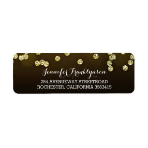 Gold Diamonds Wedding Return Address Label