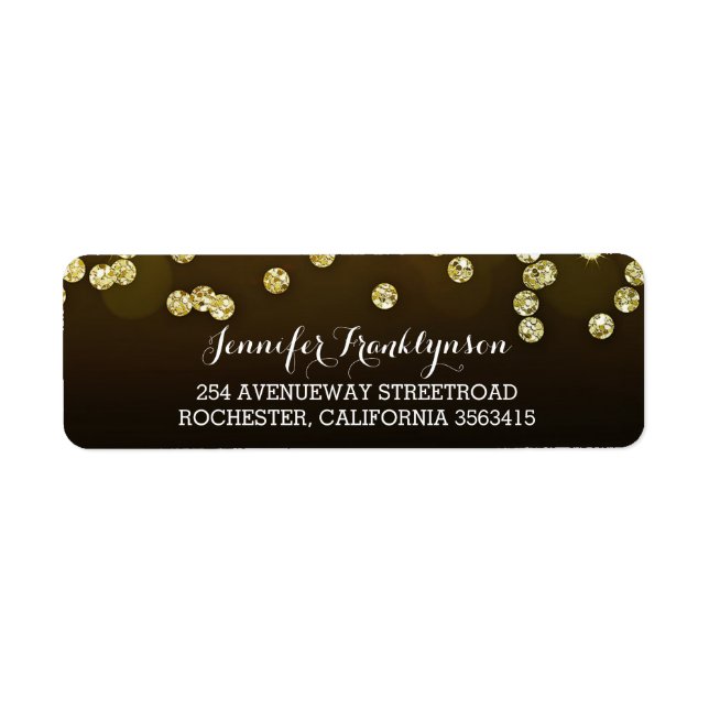 Gold Diamonds Wedding Return Address Label (Front)