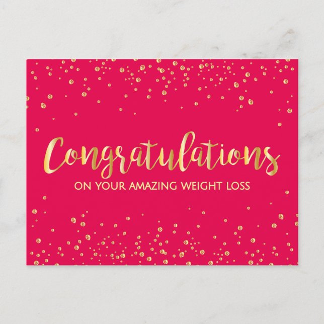 Gold Diet Congratulations Weight Loss Success Postcard (Front)