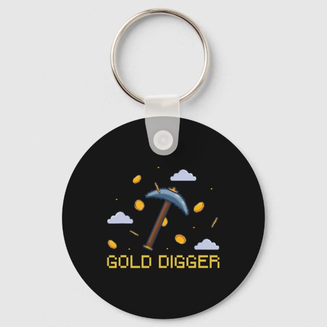 Gold Digger Treasure Hunting Gold Digging Pixelate Key Ring (Front)
