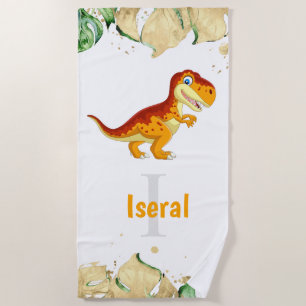 gold dinosaur  beach towel