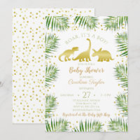 Gold Dinosaur Tropical Greenery Baby Shower