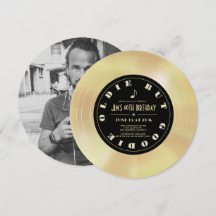 Gold Disc/Vinyl Record Photo 60th Birthday Invitation