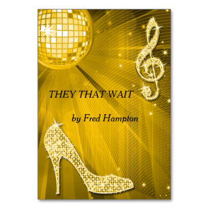 Gold Disco Ball and Stiletto Shoe Double Sided Table Number