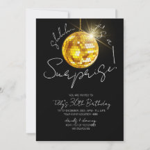 Gold disco ball birthday modern surprise party