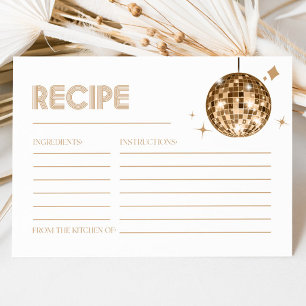 Gold Disco Ball Bridal Shower Recipe Cards