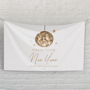 Gold Disco Ball Cheers New Years Eve Party  Banner