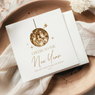 Gold Disco Ball Cheers New Years Eve Party  Napkin