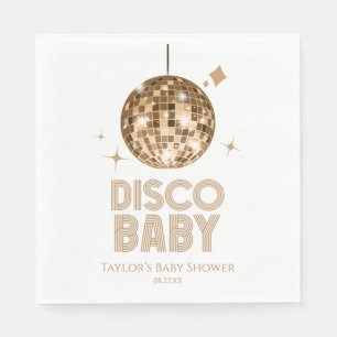 Gold Disco Ball 'Disco Baby' Baby Shower Napkin