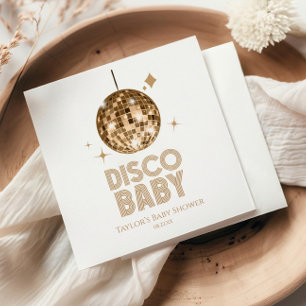 Gold Disco Ball 'Disco Baby' Baby Shower Napkin