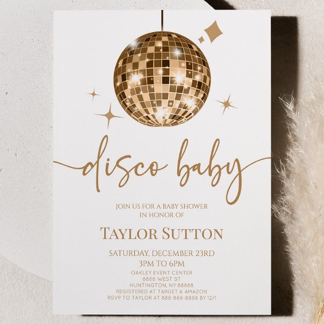 Gold Disco Ball Disco Baby Shower Invitation (Creator Uploaded)