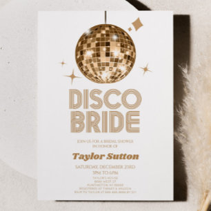 Gold Disco Ball Disco Bride Bridal Shower Invitation