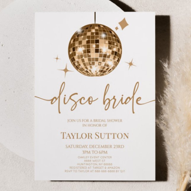 Gold Disco Ball Disco Bride Bridal Shower Invitation (Creator Uploaded)