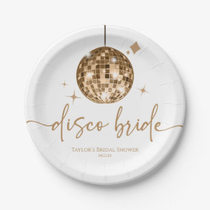 Gold Disco Ball Disco Bride Bridal Shower Paper Plate