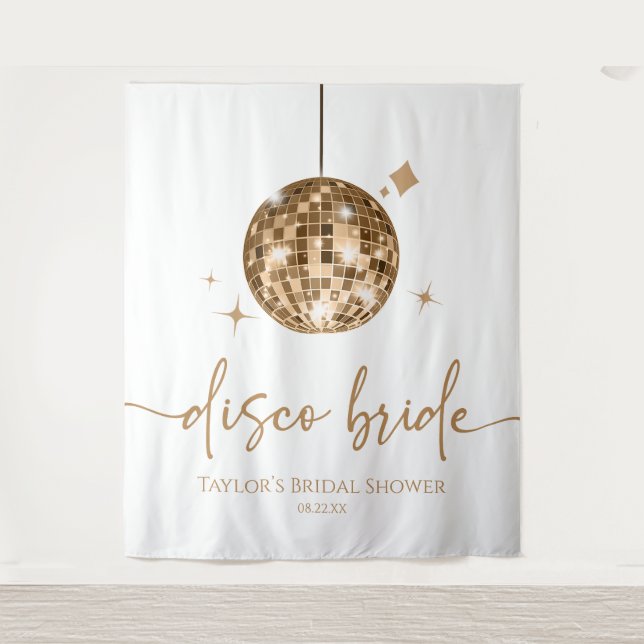 Gold Disco Ball Disco Bride Bridal Shower Tapestry (Front)