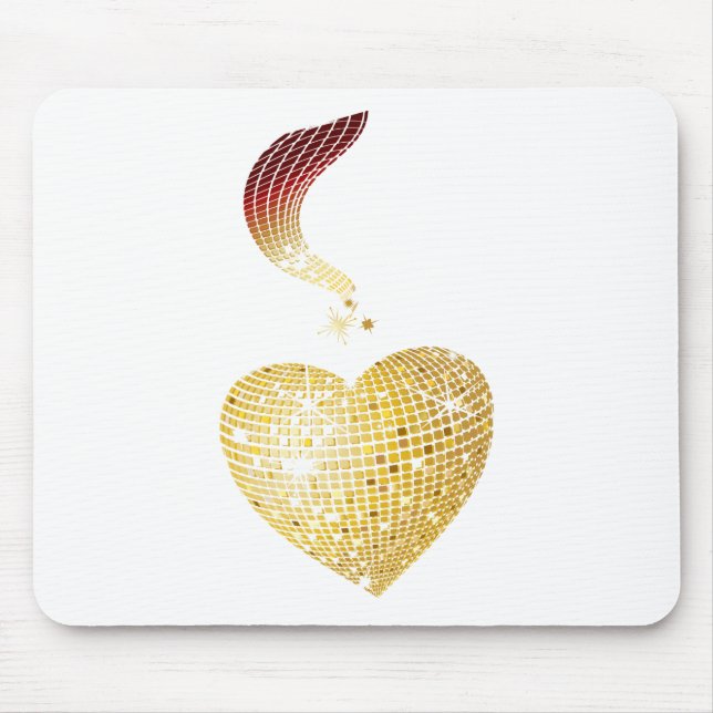 Gold Disco Ball Heart Mouse Pad (Front)