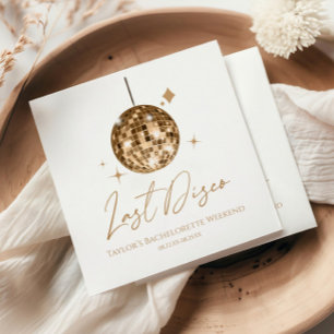 Gold Disco Ball Last Disco Bachelorette Party Napkin