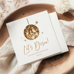 Gold Disco Ball Let's Disco Birthday Party Napkin