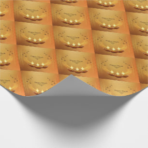 Gold Diwali with Diya  Wrapping Paper