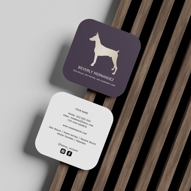 Gold Doberman Dog Walker Trainer Puppy sitting   Square Business Card (Creator Uploaded)