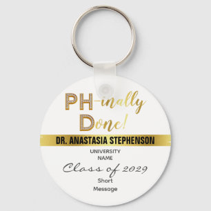 Gold Doctorate PhD Degree Graduation Party Favour Key Ring