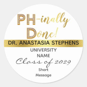 Gold Doctorate PhD Graduation Ceremony Party Classic Round Sticker