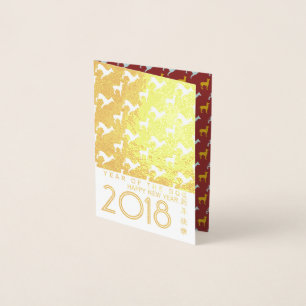 Gold Dog Year Dogs Pattern mini Foil Card