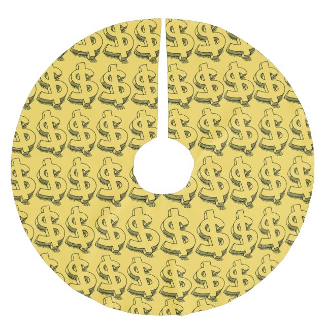 gold dolar brushed polyester tree skirt (Front)