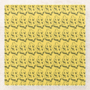 gold dolar glass coaster