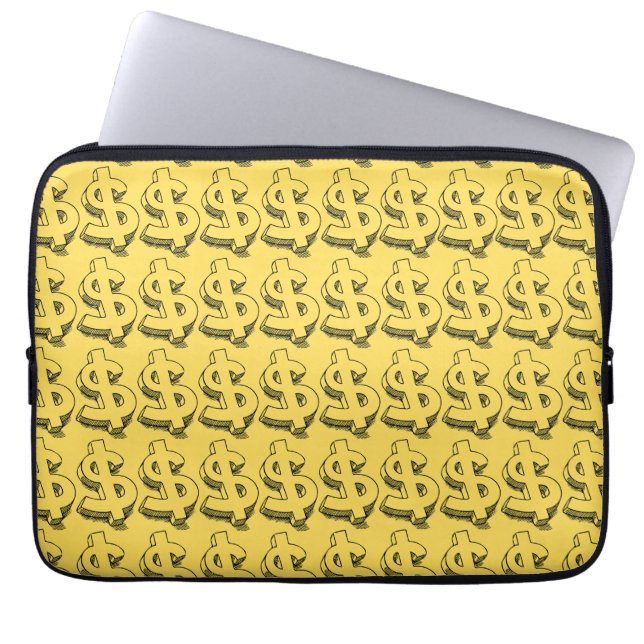 gold dolar laptop sleeve (Front)