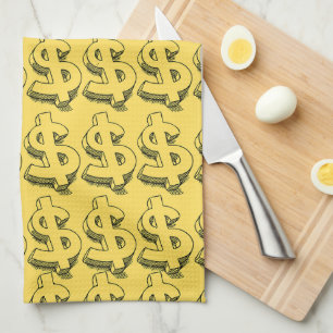 gold dolar tea towel