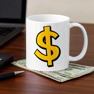 Gold Dollar Sign Bold Yellow Money Symbol Coffee Mug