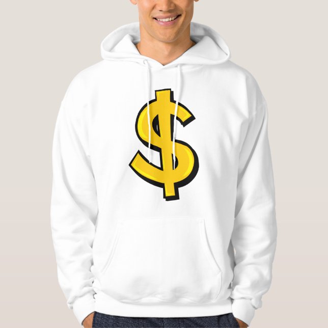 Gold Dollar Sign Bold Yellow Money Symbol Hoodie (Front)