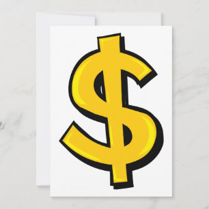 Gold Dollar Sign Bold Yellow Money Symbol Invitation
