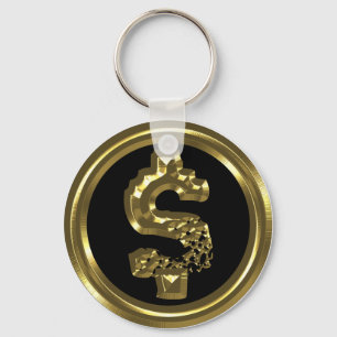 GOLD DOLLAR SIGN KEY RING