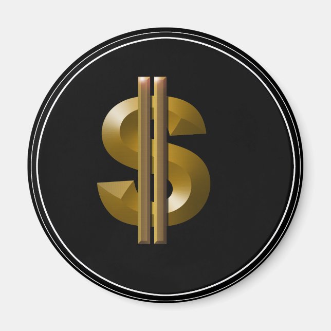 Gold Dollar Sign Magnet (Front)
