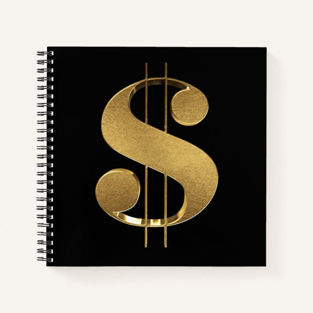 Gold Dollar Sign Notebook (Front)