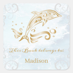 Gold Dolphin Book Sticker