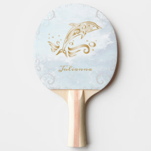 Gold Dolphin Personalised Ping Pong Paddle