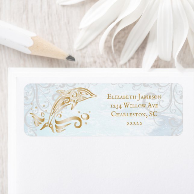 Gold Dolphin Return Address Label (Insitu)