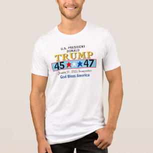 Gold Donald Trump 45 47 Inauguration 2025 Stars Tri-Blend Shirt