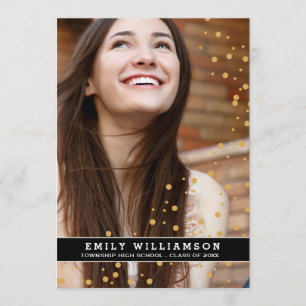 Gold Dot Glam Photo Graduation Party Invitation