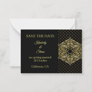 Gold Dot Pattern And Mandala Save The Date Card