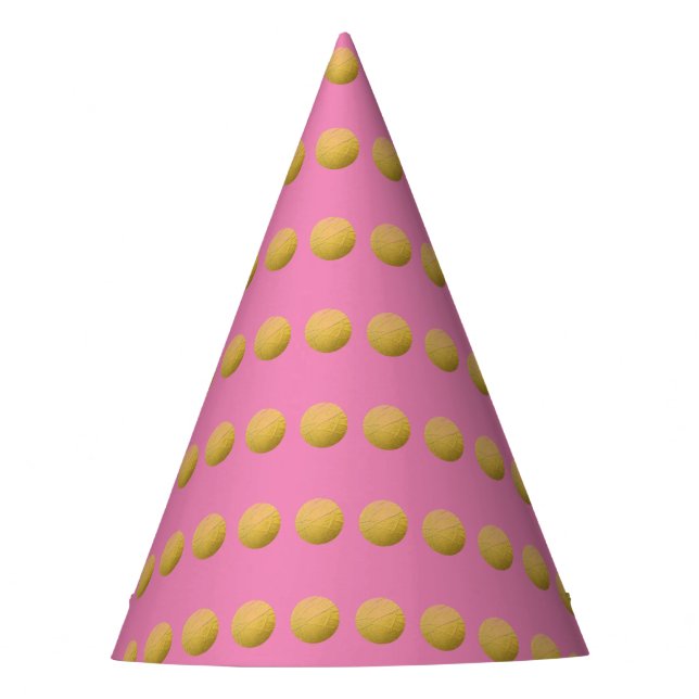 Gold Dot pink party hats (Front)