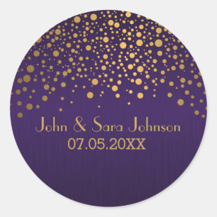 Gold Dots and Purple   Personalise Classic Round Sticker